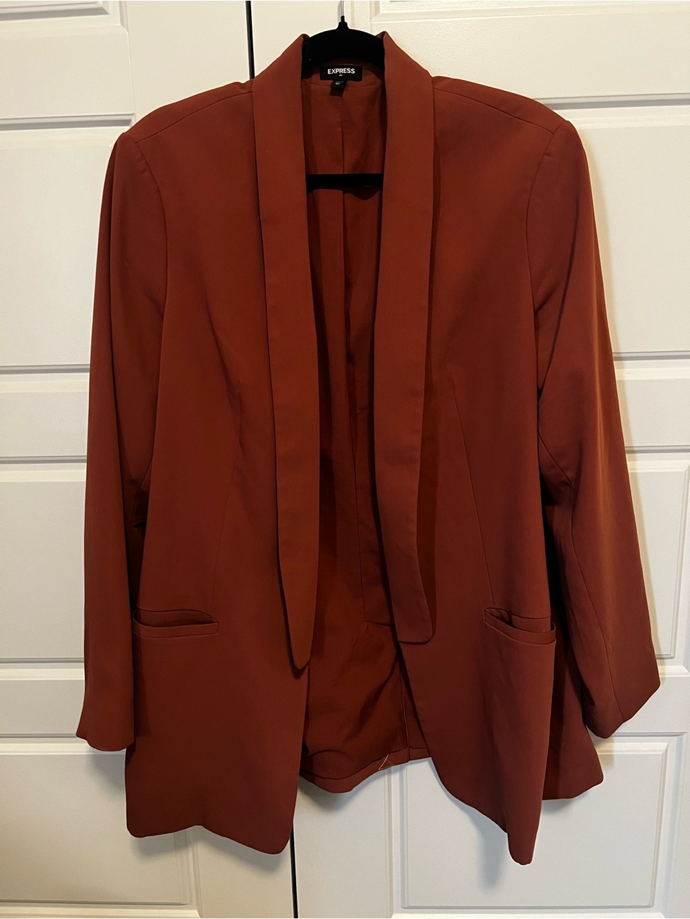 Express Women’s Rust Open-Front Shawl Collar Blazer